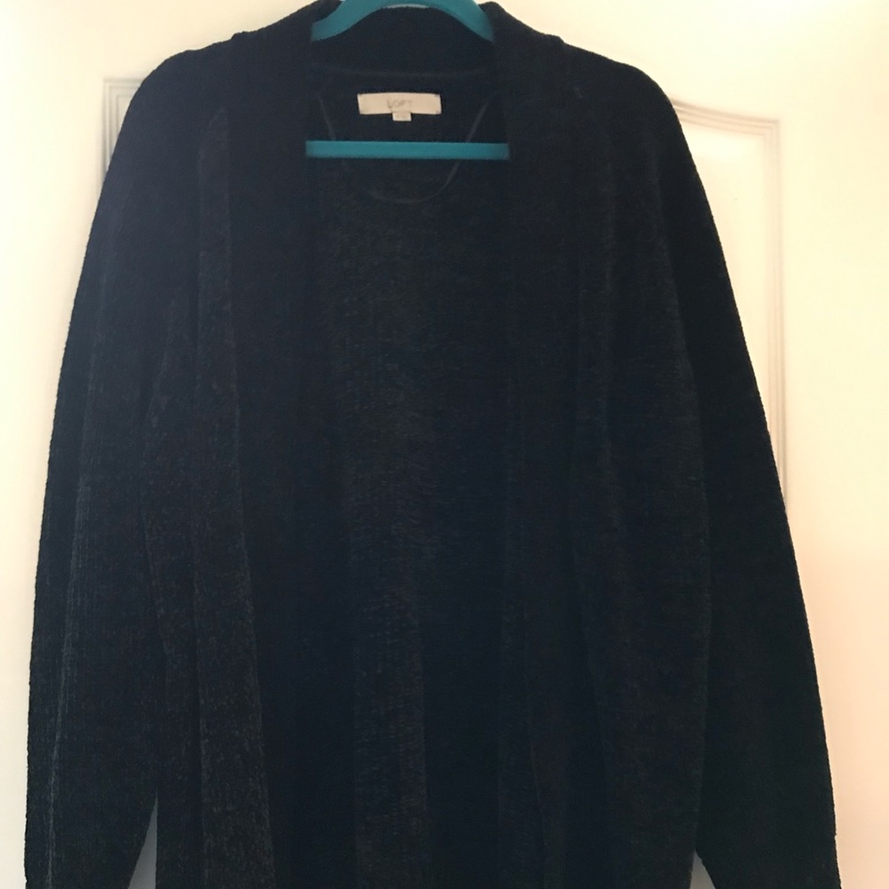 LOFT Black Chenille Cardigan